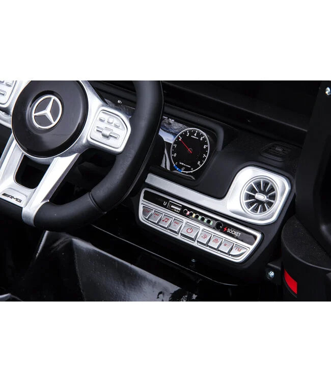 Mercedes G63 AMG Kinder Elektroauto mit Lithium Akku – lizenziert, Leder, EVA, Fernbedienung, MP3, Stoßdämpfer