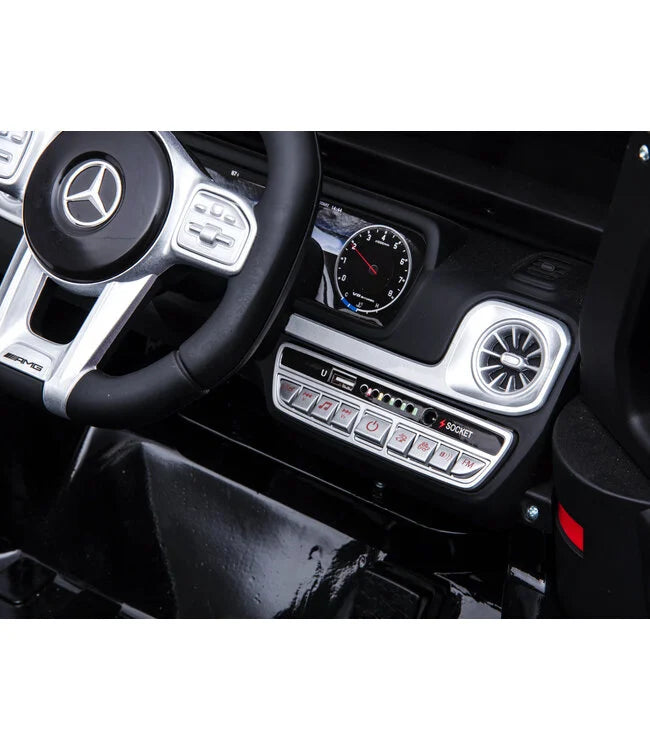 Mercedes G63 AMG Kinder Elektroauto mit Lithium Akku – lizenziert, Leder, EVA, Fernbedienung, MP3, Stoßdämpfer