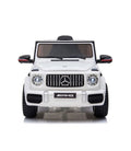 Mercedes G63 AMG Kinder Elektrofahrzeug in weiß mit Lithium Akku – lizenziert, Leder, EVA, Fernbedienung, Bluetooth, Federung