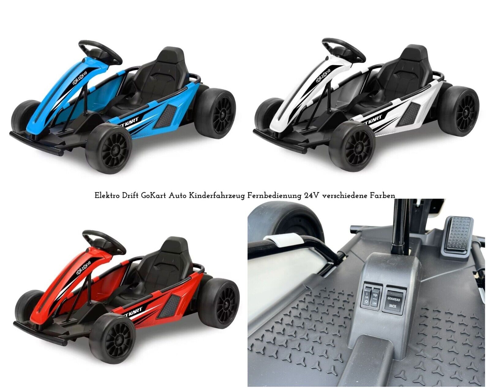 Elektro Kinder GoKart Drift Kart - 24 Volt mit Lithium Akku & 200 Watt Motor, bis zu 18km/h