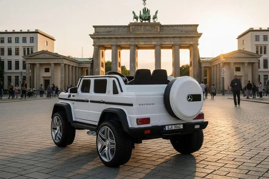 Mercedes G650 Maybach 2-Sitzer Kinder Elektroauto XXL lizenziert in weiß oder blau – Leder, 12km/h, EVA, Fernbedienung, MP3