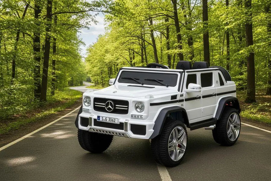 Mercedes G650 Maybach 2-Sitzer Kinder Elektroauto XXL lizenziert in weiß oder blau – Leder, 12km/h, EVA, Fernbedienung, MP3