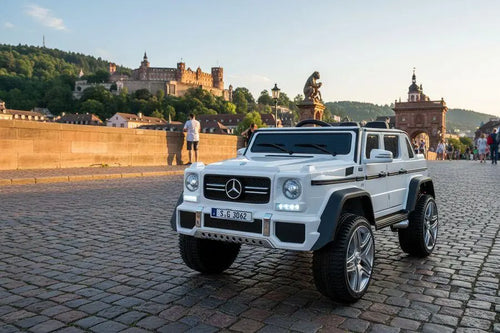Mercedes G650 Maybach 2-Sitzer Kinder Elektroauto XXL lizenziert in weiß oder blau – Leder, 12km/h, EVA, Fernbedienung, MP3