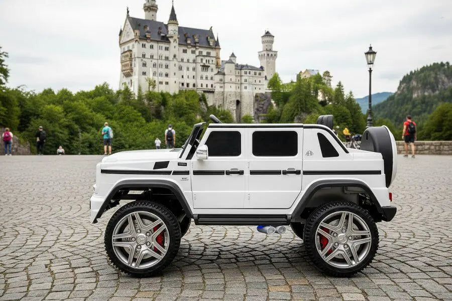 Mercedes G650 Maybach 2-Sitzer Kinder Elektroauto XXL lizenziert in weiß oder blau – Leder, 12km/h, EVA, Fernbedienung, MP3