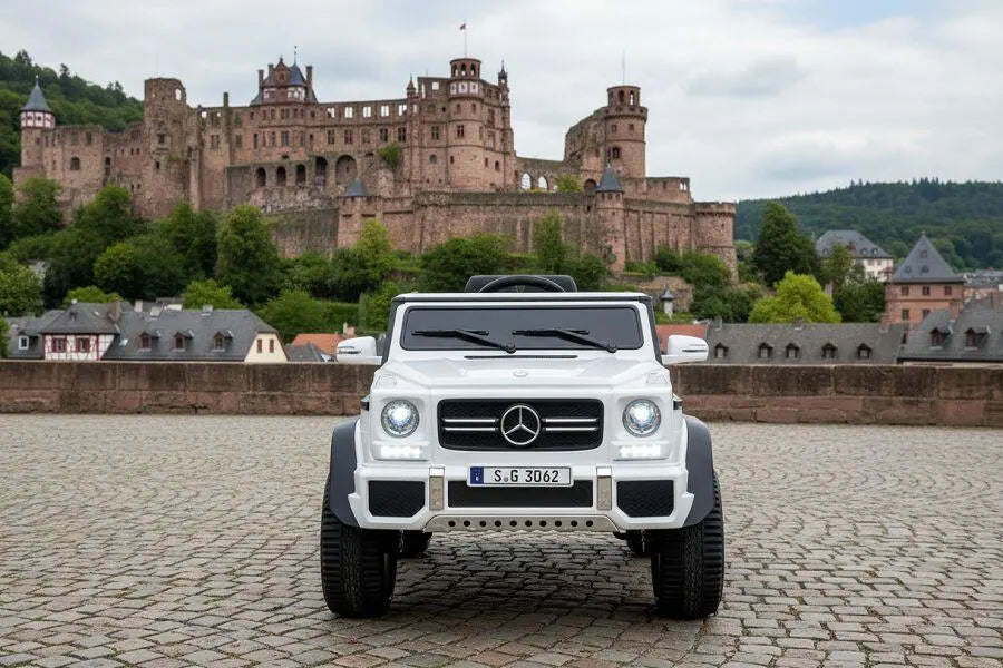 Mercedes G650 Maybach 2-Sitzer Kinder Elektroauto XXL lizenziert in weiß oder blau – Leder, 12km/h, EVA, Fernbedienung, MP3